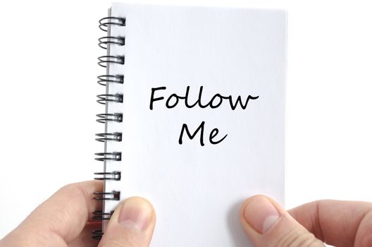 Follow me text concept isolated over white background