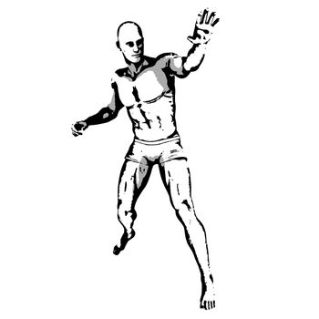 Comic Book Hero Pose in Sketch Ink Illustration
