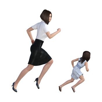 Mother Daughter Interaction of Running Together as an Illustration Concept