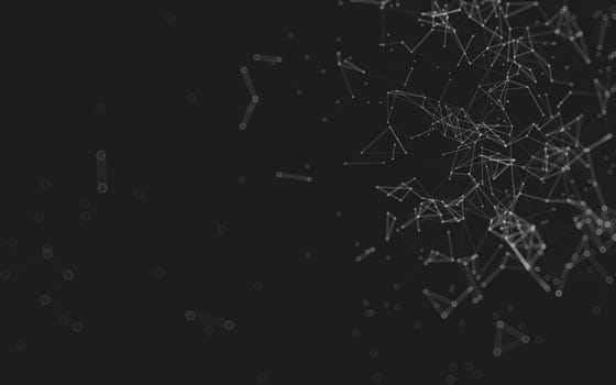 Abstract polygonal space low poly dark background with connecting dots and lines. Connection structure.