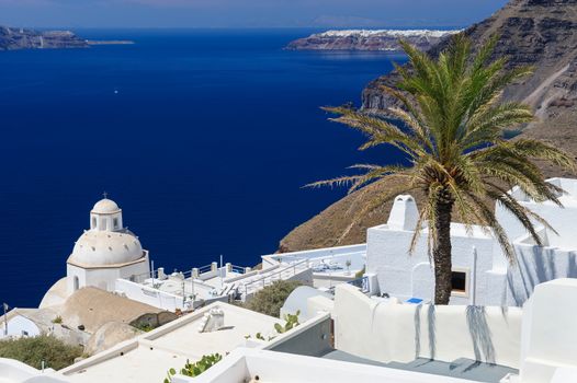 Luxury decks and patios of Fira, Santorini, Greece