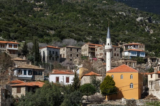 General view of historical Doganbeyli village in Aydin city in Turkey wit great landscape.