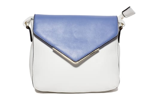 The photograph shows a female handbag on a white background