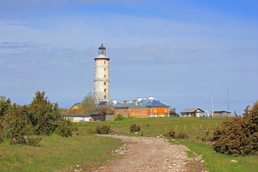 Lighthouse and its surroundings in Vilsandi National Park on Vilsandi island. Saaremaa, Estonia.