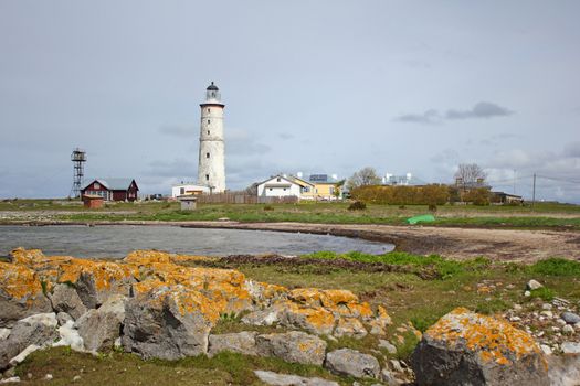 Lighthouse and its surroundings in Vilsandi National Park on Vilsandi island. Saaremaa, Estonia.