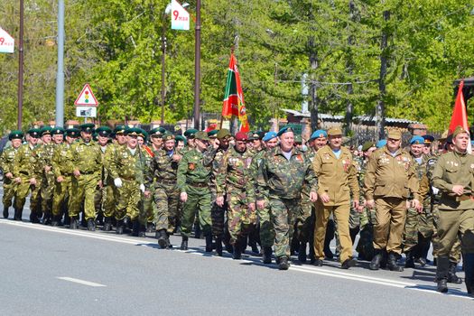 Parade on the Victory Day on May 9, 2016. Tyumen, Russia