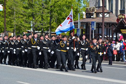 Parade on the Victory Day on May 9, 2016. Tyumen, Russia