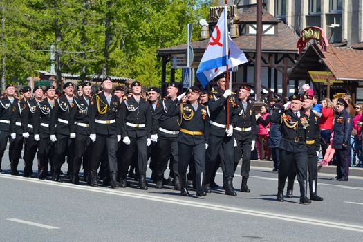 Parade on the Victory Day on May 9, 2016. Tyumen, Russia