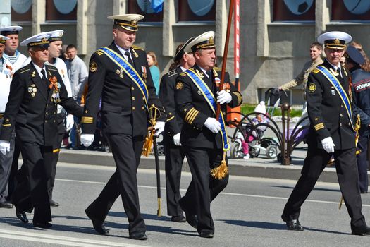 Parade on the Victory Day on May 9, 2016. Tyumen, Russia