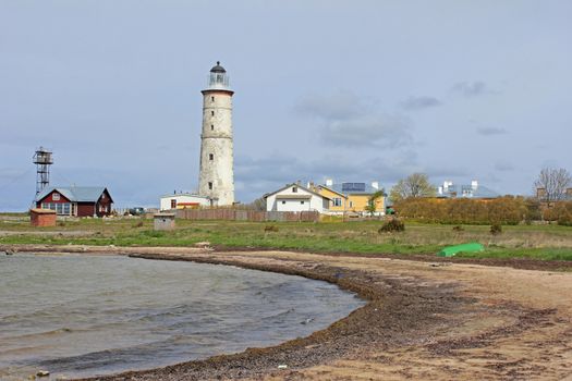 Lighthouse and its surroundings in Vilsandi National Park on Vilsandi island. Saaremaa, Estonia.