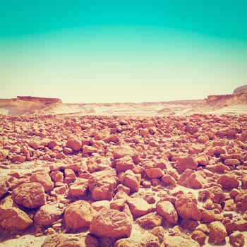 Stones in the Judean Desert on the West Bank of Israel, Instagram Effect
