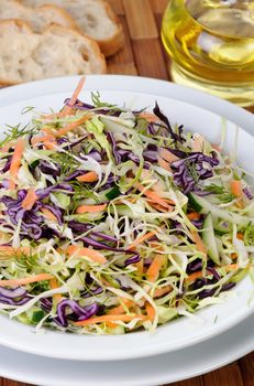 Salad   coleslaw red and white cabbage with carrots and cucumber