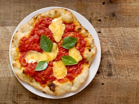 close up of rustic italian pizza margherita