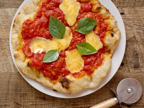 close up of rustic italian pizza margherita