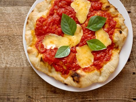 close up of rustic italian pizza margherita