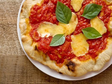 close up of rustic italian pizza margherita