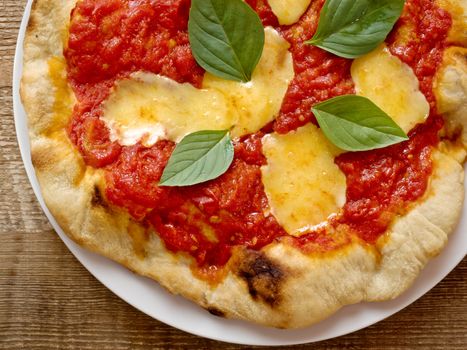 close up of rustic italian pizza margherita