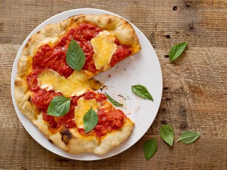 close up of rustic italian pizza margherita