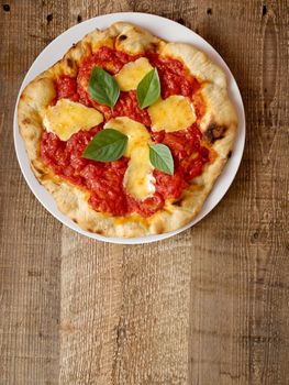 close up of rustic italian pizza margherita