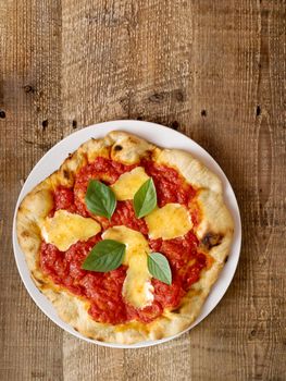 close up of rustic italian pizza margherita