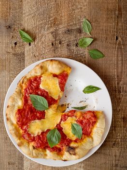 close up of rustic italian pizza margherita