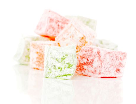 delicious dessert Turkish delight, on a white background