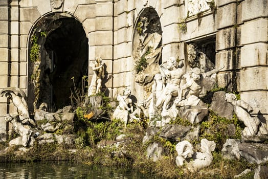 details of the fountain in the Royal Palace garden in Caserta, Italy