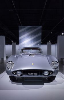 Los Angeles, CA, USA — April 16, 2016: This 1954 Ferrari 375 MM by Scaglietti from the collection of Jon Shirley at the Petersen Automotive Museum in Los Angeles, California, United States was once owned by film director Roberto Rossellini and his wife, Ingrid Bergman. Editorial use.