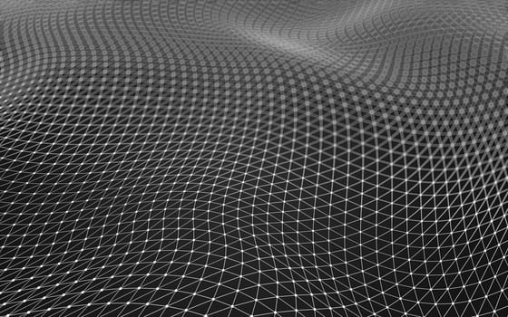 Abstract polygonal space low poly dark background with connecting dots and lines. Connection structure. 3d rendering