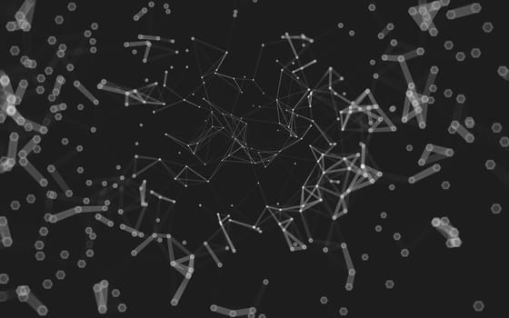 Abstract polygonal space low poly dark background with connecting dots and lines. Connection structure.