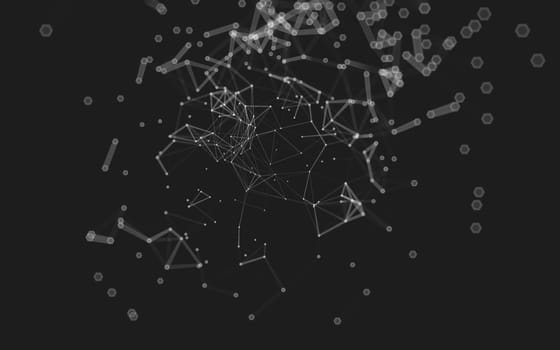 Abstract polygonal space low poly dark background with connecting dots and lines. Connection structure.