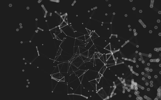 Abstract polygonal space low poly dark background with connecting dots and lines. Connection structure.