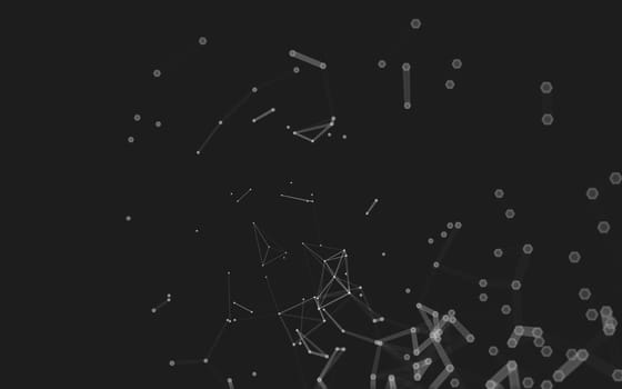 Abstract polygonal space low poly dark background with connecting dots and lines. Connection structure.