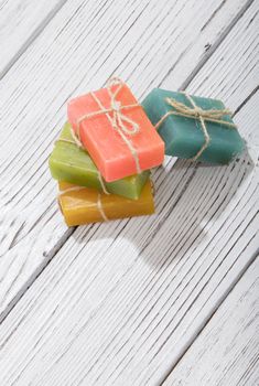 colorful natural herbal soaps