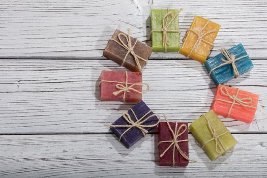 colorful natural herbal soaps