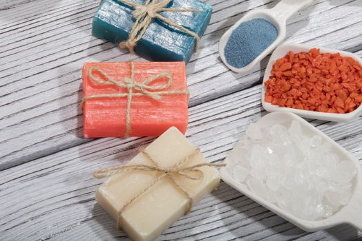 colorful natural herbal soaps