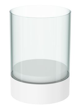 Empty glass showcase on white background. 3D illustration