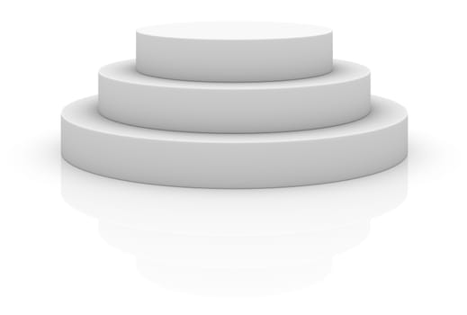 Round stage podium, pedestal isolated on white background. 3D illustration