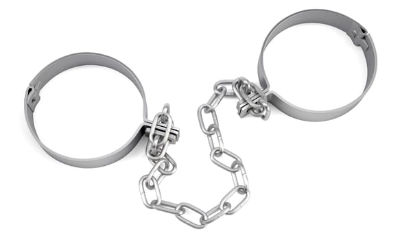 Handcuffs isolated on white background. 3D illustration