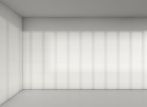 Empty corner in room. Shadow on wall. 3D illustration