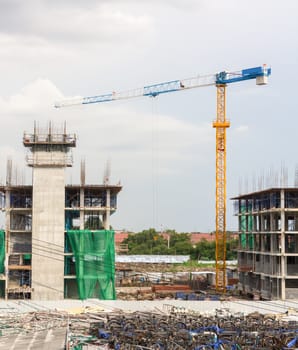 Building site and Construction cranes in construction site