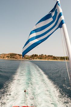 Greek flag waving in the wind