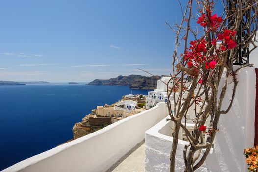 Luxury decks and patios of Oia, Santorini, Greece