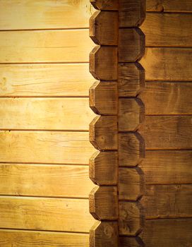 background or texture The corner of a wooden house