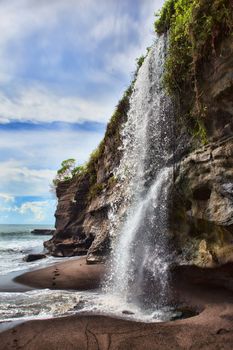 Waterfall At Melasti Beach Tanah Lot Bali, Indonesia