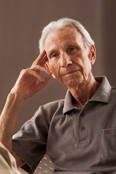 Elderly senior men sitting and thinking about old times
