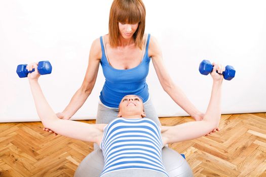 young fitness woman Exercising With a Personal Trainer