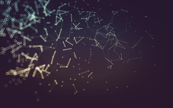 Abstract polygonal space low poly dark background with connecting dots and lines. Connection structure. 3d rendering