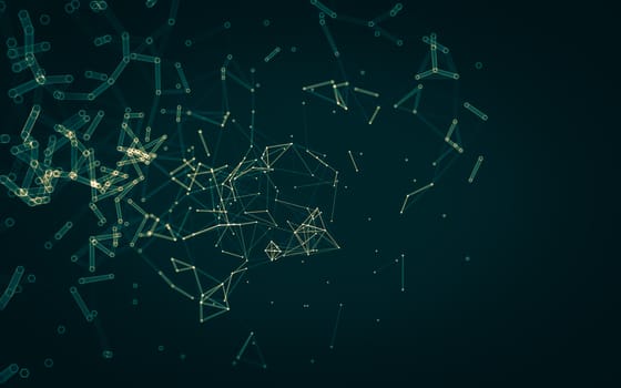 Abstract polygonal space low poly dark background with connecting dots and lines. Connection structure. 3d rendering