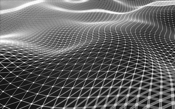 Abstract polygonal space low poly dark background with connecting dots and lines. Connection structure. 3d rendering